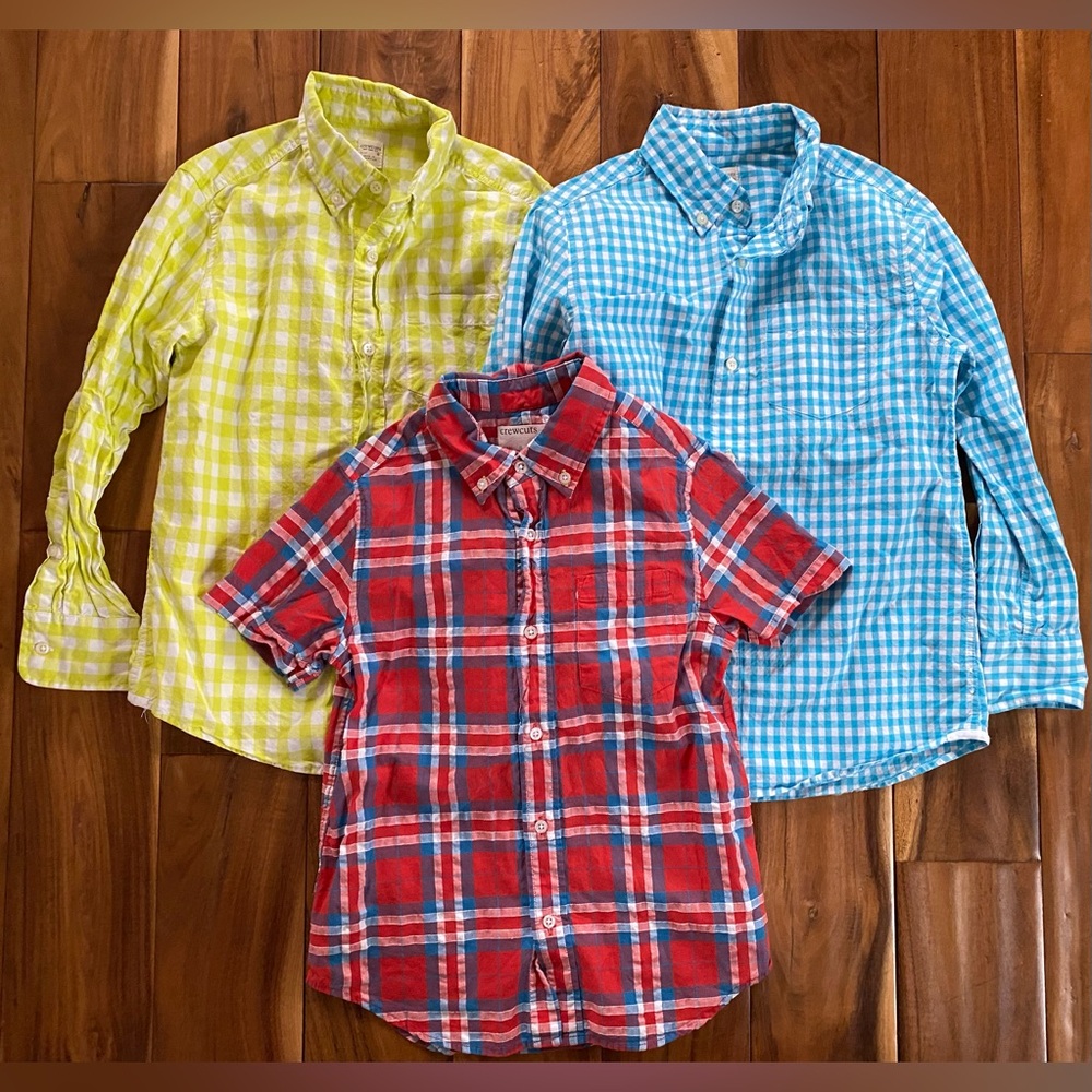 Crewcuts Boy’s Gingham Plaid Button Down Shirts Size 8